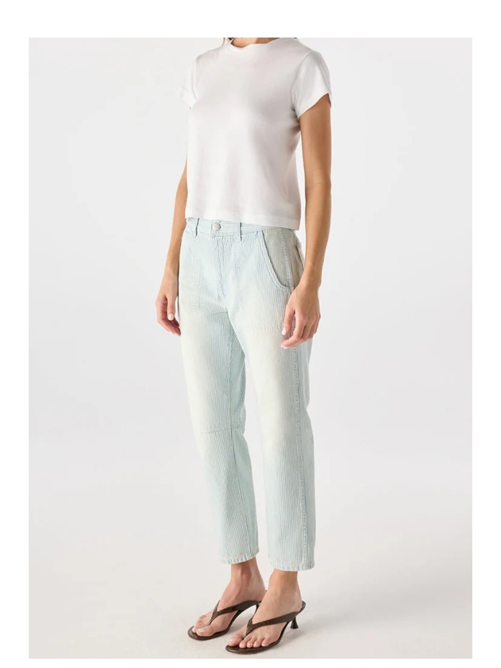 Madewell Light Blue Pinstripe Workwear Pants Sz 26 Ankle Straight Leg